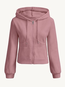 Sudaderas con Capucha para Mujer al por Mayor, Sudaderas Ajustadas de Color Liso para Mujer, Sudadera de Algodón Tejido de Manga Larga de Color Liso - Product Image 3