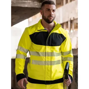 High Visibility Softshell Workwear <b>Jacket</b> with Reflective Stickers and <b>Lights</b> Promotional Product - Product Image 1