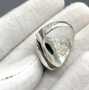 Vente en gros en vrac 10x20mm Malachite Naturelle Longue Ovale en Argent Sterling 925 Bague Tendance pour Femme Serti Lunette Oxydée Faite à la Main - Product Image 6