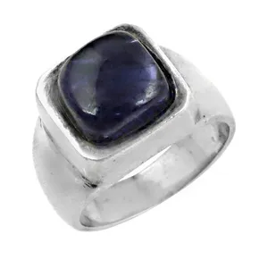 18K Rose Gold & 925 Silver <b>Statement</b> <b>Ring</b> with Emerald Cut Topaz and Iolite Stone Rhodium Plating Gemstone Jewelry for Women - Product Image 3