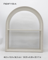 Étagère murale arquée perlée en bois blanc, étagère de présentation murale à 2 niveaux, support de rangement, décoration de maison de style ferme pour la décoration murale