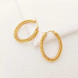 Pendientes de lazo dorado hechos a mano, cuentas de semillas bordadas, joyería con cuentas de diamantes de imitación, accesorios de declaración para fiesta de Boda nupcial de lujo - Product Image 2