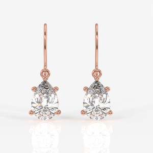 Lab Grown <b>Diamond</b> <b>Dangle</b> <b>Earrings</b> 18K Gold with Pear Cut Elegant <b>Diamond</b> Jewelry - Product Image 6