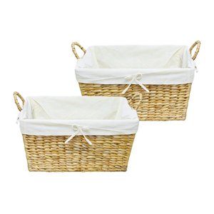 Cesta de almacenamiento de jacinto de agua de bambú de ratán de algas marinas personalizada con cesta de lavandería con forro de algodón extraíble - Product Image 1