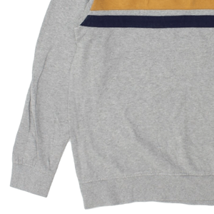 Sudadera de mezcla de algodón para hombre, bloque de color gris con paneles multicolores, cuello redondo, forro polar suave, sudaderas básicas informales, Top - Product Image 4