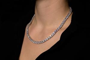 <b>Tennis</b> <b>Necklace</b> Round Cut Moissanite Diamond 925 <b>Sterling</b> <b>Silver</b> for Women Wedding Gift - Product Image 6