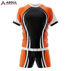 Premium Men Rugby Uniform Lightweight Polyester Short Sleeve Shirt And Matching Shorts Durable Quick Dry For Club - Product Image 1