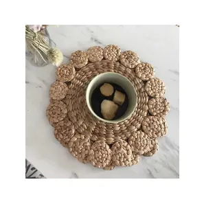 Vietnam Supplier Water Hyacinth Placemat with Holder Handmade Dining Placemat Table Mats Charger Plates Table Decor Vietnam FBA