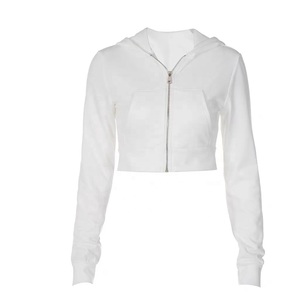 Streetwear de haute qualité sweats à capuche avec fermeture éclair pour femmes sweat à capuche haut court personnalisé tissu vente en gros sweats à capuche - Product Image 4