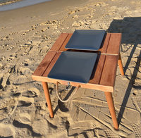 Table de pique-nique en bois d'acacia de haute qualité, table pliante avec poignée en corde pour plage et Camping