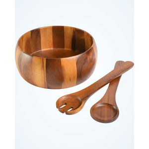 Eco-Friendly Wooden Serving Bowl With Matching Spoon And Fork Servers Acacia Wood Salad Bowl For <b>Hotel</b> <b>Supply</b> At Cheapest Price - Product Image 1