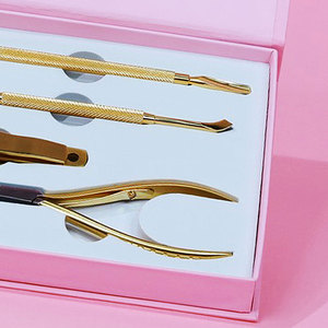 GOLD BOX KIT 4 Pcs Premium Professional Stainless Steel Manucure Set HOT SELLING Fall-less Nails Dual-End Cuticle Pushers - Product Image 4