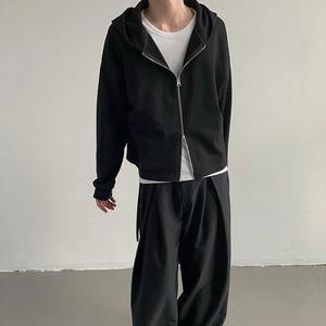 Automne mode coréenne Zip sweats à capuche hommes à manches longues Y2K Vintage sweats à capuche basique haut court lâche Streetwear à capuche veste - Product Image 5