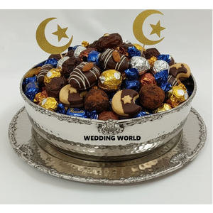 Tazón de chocolate martillado de metal con plato Nueva llegada Tazón dulce hecho a mano Acabado en plata Tazón de chocolate nuevo de lujo - Product Image 1