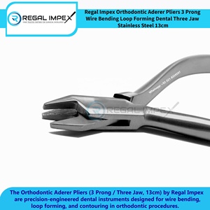 Alicates Ortodónticos Aderer de 3 Puntas para Doblar Alambre y Formar Lazos, Alicates Dentales de Tres Mandíbulas de Acero Inoxidable de 13 cm de Regal Impex - Product Image 2