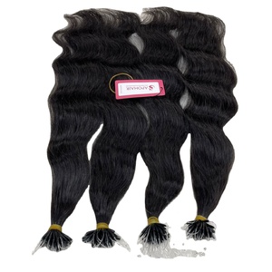 ผมต่อแบบเส้นผมมนุษย์ปลายพลาสติกนาโนสีดำธรรมชาติทอแบบหยักศก - Product Image 1