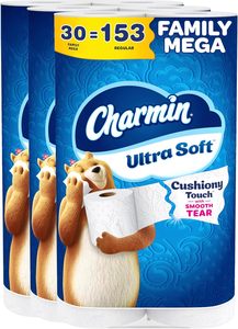 Papier toilette Charmin Ultra Soft Cushionyy Touch, 30 rouleaux familiaux Mega = 153 rouleaux standard, 2 plis, blanc - Product Image 2