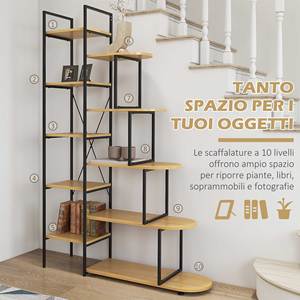 HOMCOM-Estantería de estilo industrial de 10 niveles en aglomerado y acero, 111,5x32x170 cm - Product Image 5