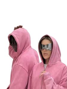 Conception de bande de roulement personnalisée hommes surdimensionné lavage à l'acide épaules tombantes sweats à capuche de haute qualité hiver respirant blanc fermeture éclair sweats à capuche - Product Image 3