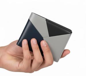 Portefeuille en cuir à double pli moderne pour homme, motif de lettres en diamant, blocage RFID, noir/blanc/bleu marine, élégant et fonctionnel - Product Image 5