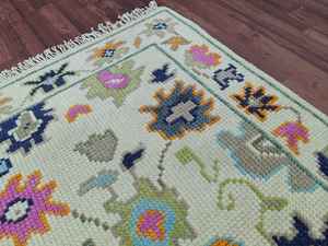 Tapis anatolien en laine tissé à la main |   Tapis floral tribal crème |   Petit tapis multicolore de style Oushak |   Tapis d'appoint bohème - Product Image 6