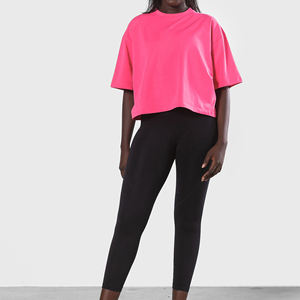 Usine Fabrication Femmes 100% Coton French Terry T-Shirt Nouveau Style Hip Hop Crop Surdimensionné Regular Fit Respirant pour l'été - Product Image 6