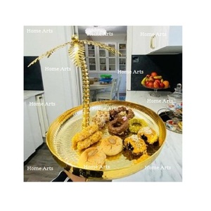 ถาดเสิร์ฟชากาแฟสีทองทรงกลมทำจากทองเหลืองรูปทรงกลมดีไซน์ใหม่ - Product Image 1