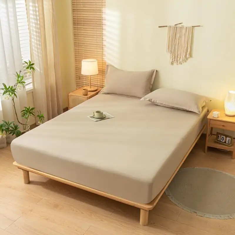Funda de cama impermeable sólida de tamaño Queen, Sábana bajera ajustable de bambú suave, Protector de colchón para el hogar
