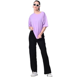 เสื้อยืดสตรีคอกลมแขนสั้นทรงหลวมสีพื้น - Product Image 4