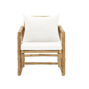 Silla de jardín de bambú clásica auténtica con cojín cómodo muebles de exterior hechos a mano al por mayor de Vietnam - Product Image 1