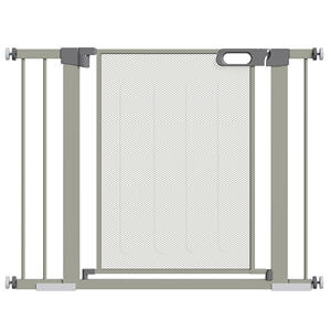 PawHut Push-Pull Puerta para perros con cierre automático, 75-103x76 cm, gris - Product Image 1