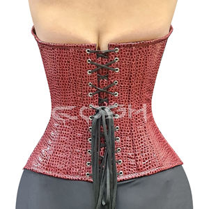 ชุดคอร์เซ็ทหนังงูสีแดงเบอร์กันดีสุดเซ็กซี่สำหรับงานปาร์ตี้ยามค่ำคืนและแฟชั่น - Product Image 6