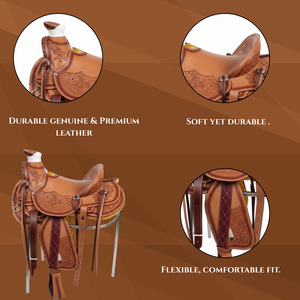 Selle Western profilée Cheval à forte demande selle Western de haute qualité sculptée à la main florale - Product Image 4