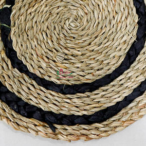 Artex Dong Thap Handwoven Seagrass <b>Placemat</b> <b>Round</b> Black Spiral Design Heat Resistant - Product Image 5