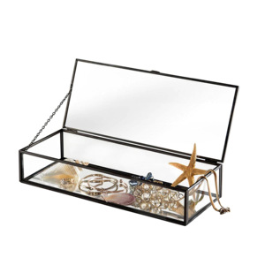 Nueva Caja de Almacenamiento de Joyas de Metal y Vidrio de Estilo Moderno, Marco Negro, Organizador de Anillos de Latón, Uso en Paquetes al por Mayor - Product Image 4