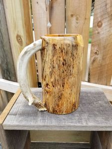 Venta al por mayor Jarras de cerveza de madera Natural hecho a mano Retro taza de madera marrón con asa para café vino cerveza bebidas calientes Navidad - Product Image 5