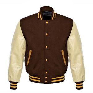 Blouson Patchwork en cuir de vache pour homme et femme, style Hip Hop, avec broderie, printemps, 100% - Product Image 1