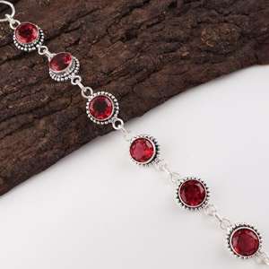 Bracelet de charme tennis en rubellite rose, argent sterling 925, fait main, bijoux perlés pour femmes, luxe, certifié GIA, rhodié - Product Image 2