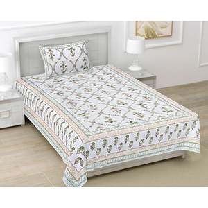 Juego de Sábanas Blancas Florales de 180 Hilos, 100% Algodón, para Cama Individual, 1 Funda de Almohada, Uso Doméstico, Técnica de Costura Disponible, Juegos de 6, 3 y 4 Piezas (BSB1109) - Product Image 1