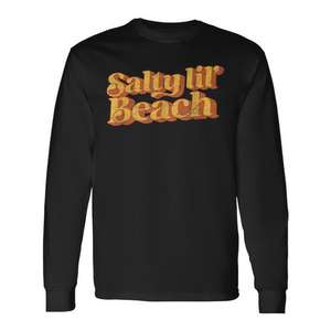 Camiseta Vintage Retro de los 70, Estilo Salty Lil' Beach, Linda Camiseta de Verano de Manga Larga para Vacaciones, Camiseta Promocional Linda Vintage Retro de los 70 - Product Image 1