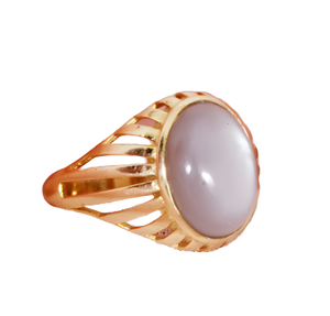 Grey Moonstone Brass <b>Ring</b> 18k Gold Plated Hollow Cutout Vintage <b>Ring</b> <b>For</b> Women - Product Image 1