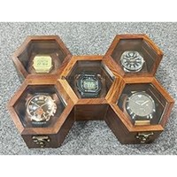 Présentoir de montre en forme de rectangle en bois d'acacia et verre transparent de haute qualité de designer d'art rustique vintage