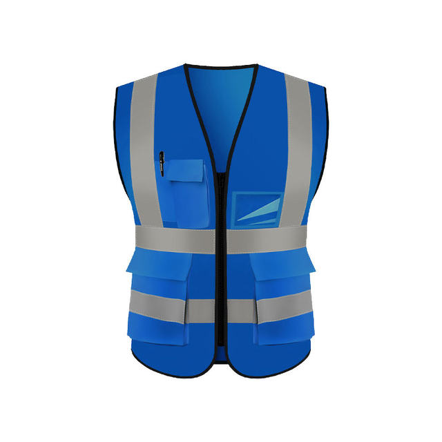 Worker safety vest with high visibility reflective stripes