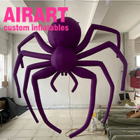 Modèle d'araignée gonflable coloré, araignée gonflable rayée bleue et jaune personnalisée pour Halloween, décoration de toit de maison hantée
