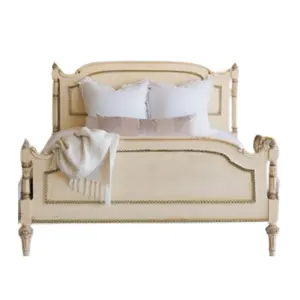 Yatak ahşap el oyma ile yatak odası mobilyası toptan fiyat için kaliteli mobilya antika fransız İtalyan tarzı