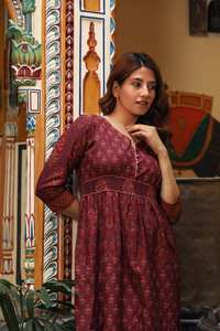 Robe Mirana en pur coton, imprimée à la main, style bohème, vêtement d'été éthique fait à la main - Product Image 2