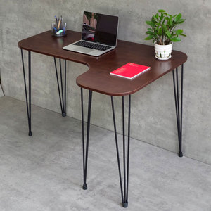 Escritorio Esquinero en Forma de L de 120x80cm, Plegable, con Cajón de Almacenamiento, Patas de Hierro con Diseño de Horquilla, de Madera de Caucho, para Juegos y Hoteles - CD68023 - Product Image 6
