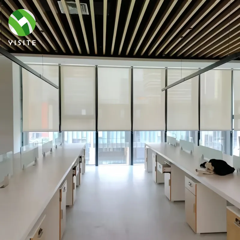 Yst nhà máy thiết kế mới văn phòng điện polyester có thể thu vào màn hình con lăn rèm cửa sổ chống côn trùng con lăn rèm