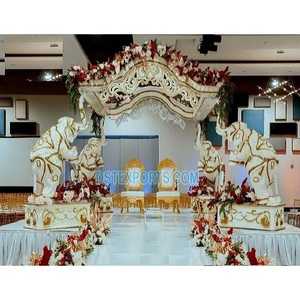มณฑปงานแต่งงานธีมช้างพระราชวังสีขาว งานแต่งงานฮินดูอันงดงาม มณฑปงานแต่งงานแบบดั้งเดิมสีขาว มณฑปงานแต่งงานอินเดียที่งดงาม สหรัฐอเมริกา - Product Image 1