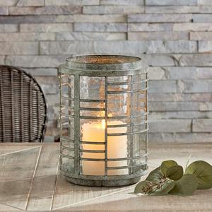 Lanterne à bougie en cage industrielle rustique, cadre en grille métallique gris, décoration de ferme, fer lourd, verre, Noël, Pâques - Product Image 2